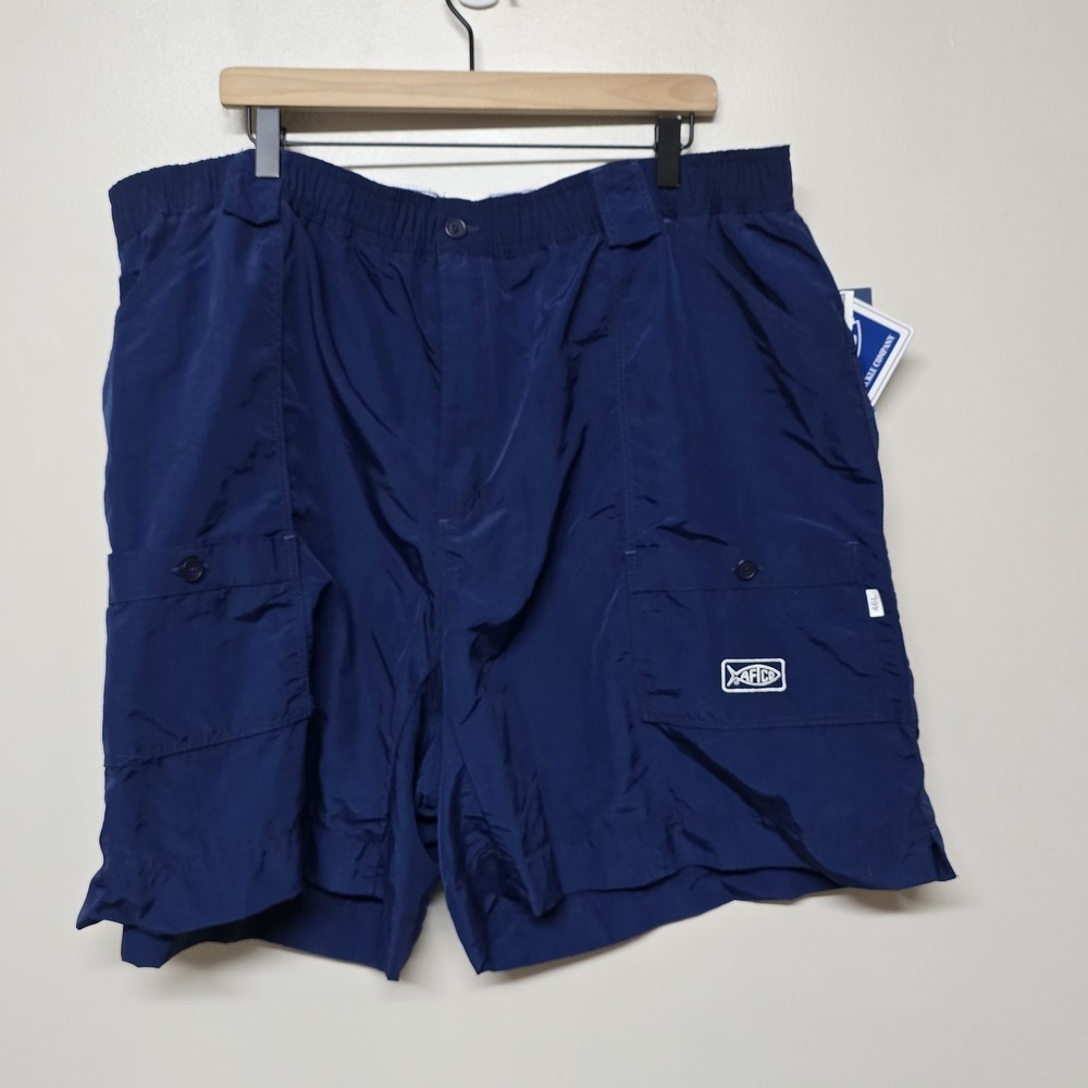 AFTCO Fishing‎ Shorts Mens Size 46 Royal Blue Active Cargo Pocket Nylon Cargo